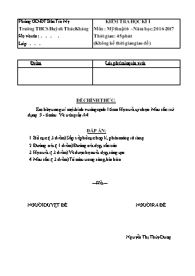 Đề kiểm tra học kì I Mỹ thuật lớp 6, 7 - Năm học 2016-2017 - Trường THCS Huỳnh Thúc Kháng